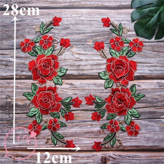 Hiussngha 2 Miếng Vải Ren Thêu Hoa Hồng 3d Trang Trí Cổ Áo Cưới