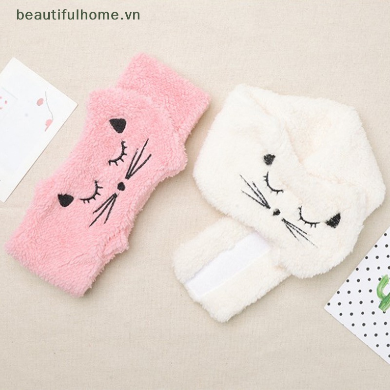 Băng Đô Cài Tóc / Băng Đô Cài Tóc / Rửa Mặt Hình Mèo Bằng Lông Cừu San Hô Dễ Thương Dành Cho Bạn Nữ
