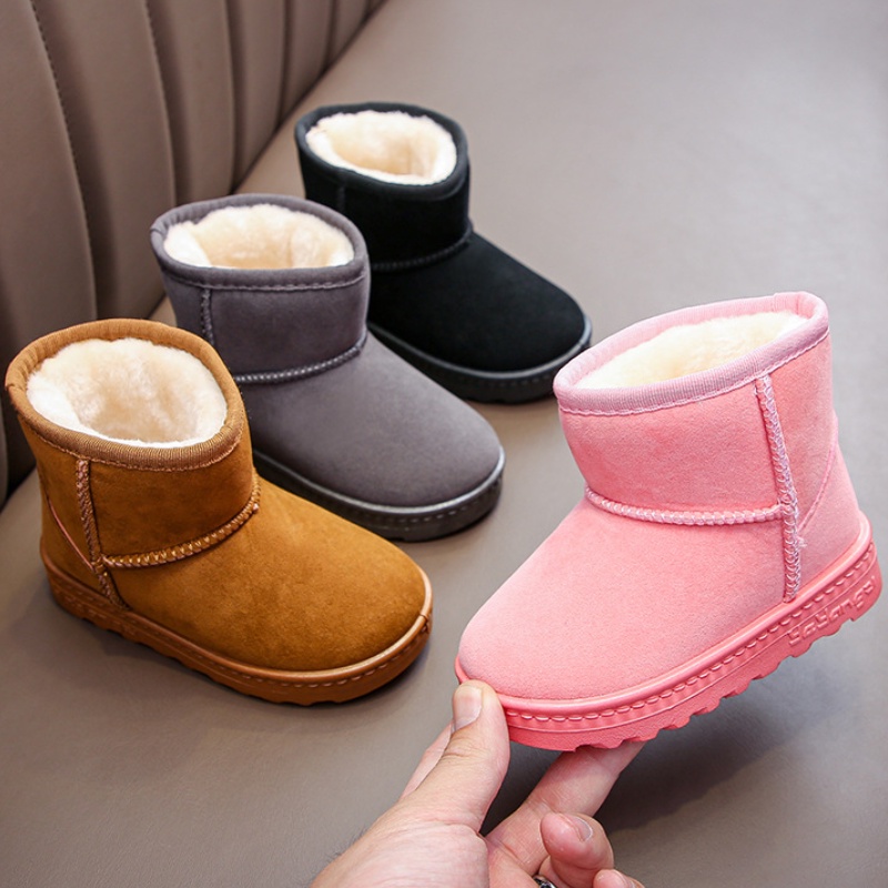 IKIDS Giày tuyết trẻ em nam và nữ mùa đông mới bộ chân giày ngắn giày cotton nhung bạn học