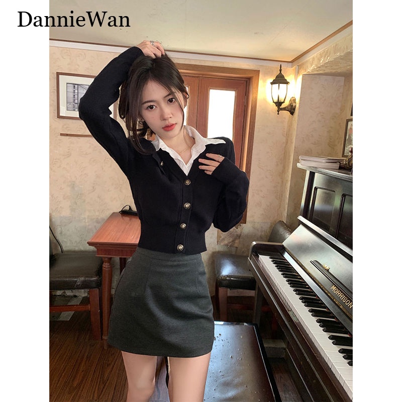 DannieWan Áo Len áo khoác cardigan áo cardigan Thời trang hàn quốc WMY23907DF 37Z230912