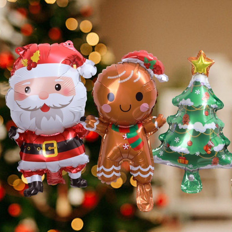 Bong Bóng Lá Nhôm Hình Ông Già Noel / Ông Già Noel Dùng Trang Trí Nhà / Tiệc Giáng Sinh