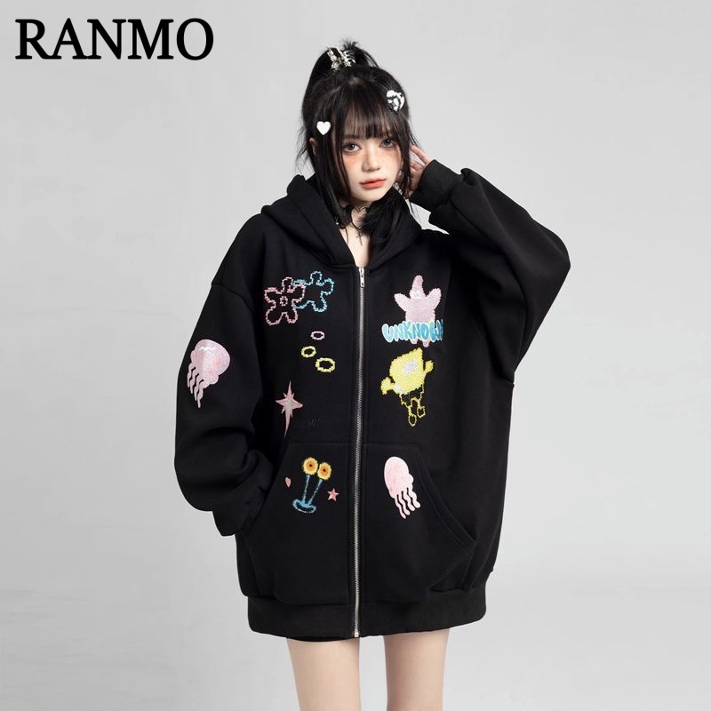 RANMO Áo Khoác hoodie áo khoác nữ zip hoodie Thời trang INS Phong cách chic A98J912 37Z230914 | BigBuy360 - bigbuy360.vn