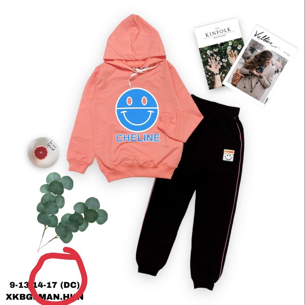 Đồ bộ nỉ bé gái có nón cam  1957