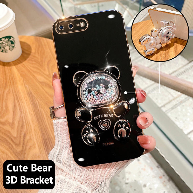 Ốp lưng iphone 7 plus 8 plus 6 plus 6s plus 7 8 6 6s Ốp Điện Thoại tpu Dẻo Mạ Màu 3D In Hình Gấu Nhỏ Đáng Yêu Có Giá Đỡ Cho iphone 7 plus 8 plus 6 plus 6s plus 7 8 6 6s