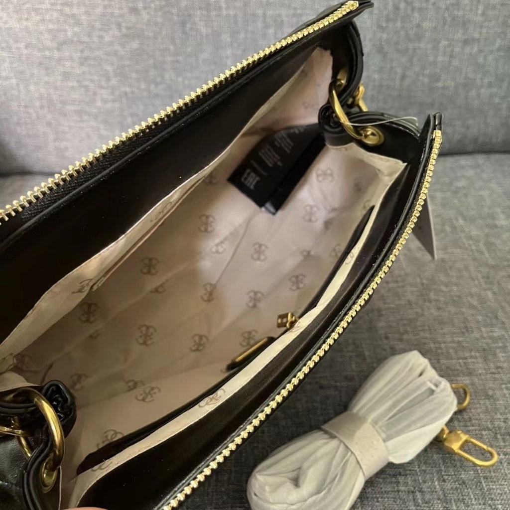 2024 Mới Nữ Xếp Ly Túi Đeo Vai Thời Trang Thêu Dây Xích Nối Dây Kéo Túi GUESS Túi Đeo Ngang Cơ Thể Dây Xích Túi