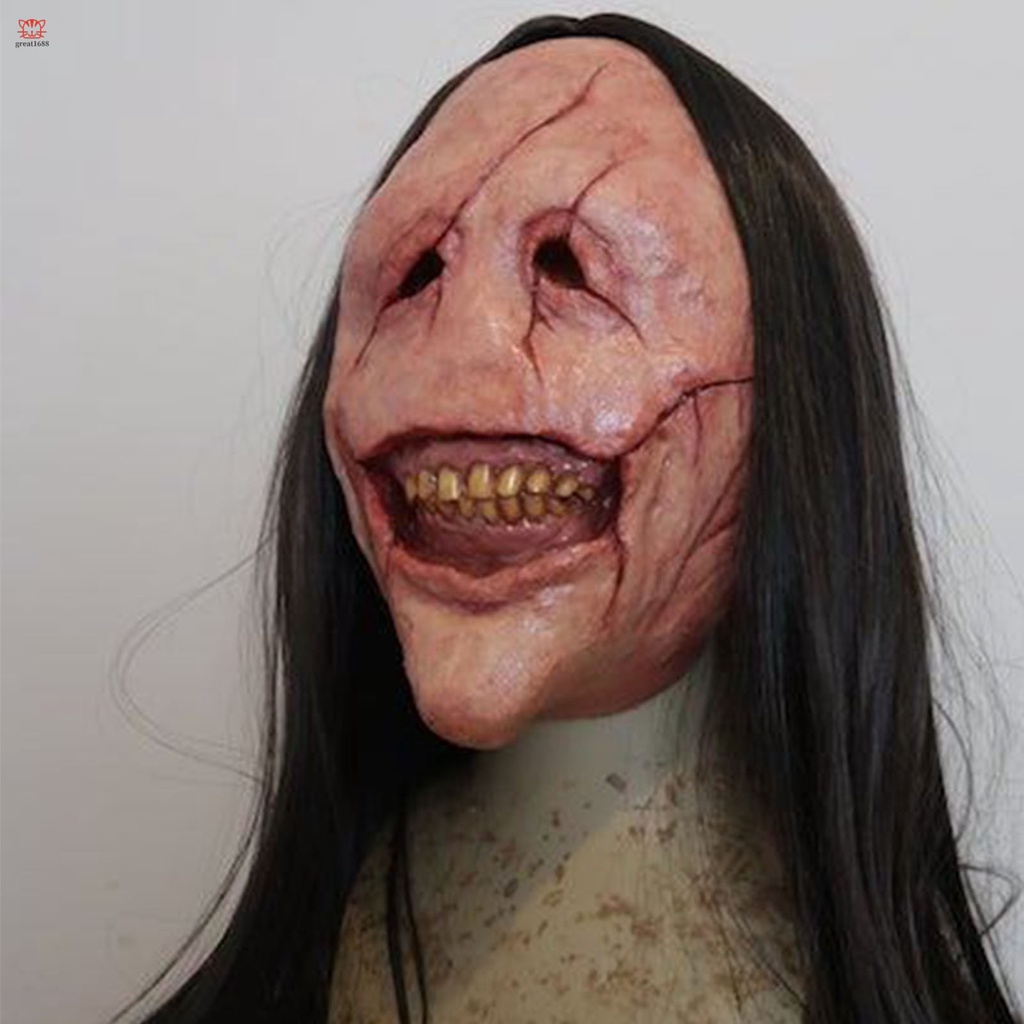Mặt Nạ Quỷ Hóa Trang halloween Kèm Tóc Dài Độc Đáo