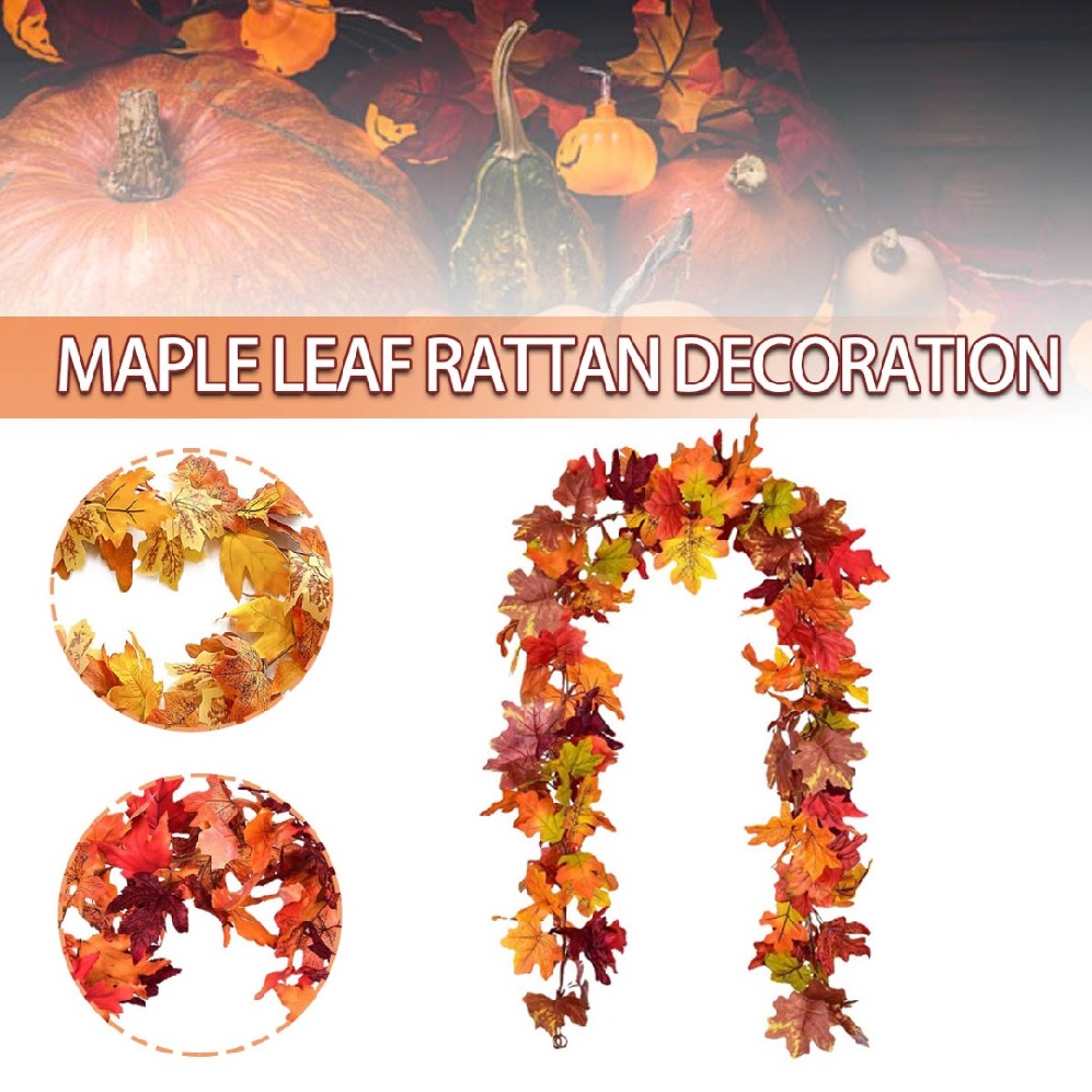 Outdoor Hanging Vines Artificial Maple Leaf Fall Leaves Garland Decorations