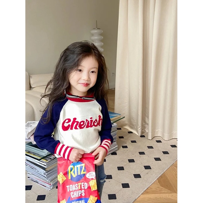 Áo Khoác Sweater Dệt Kim Phối Màu Tương Phản Thời Trang Xuân Thu 2023 Phong Cách Hàn Quốc Cho Bé Gái