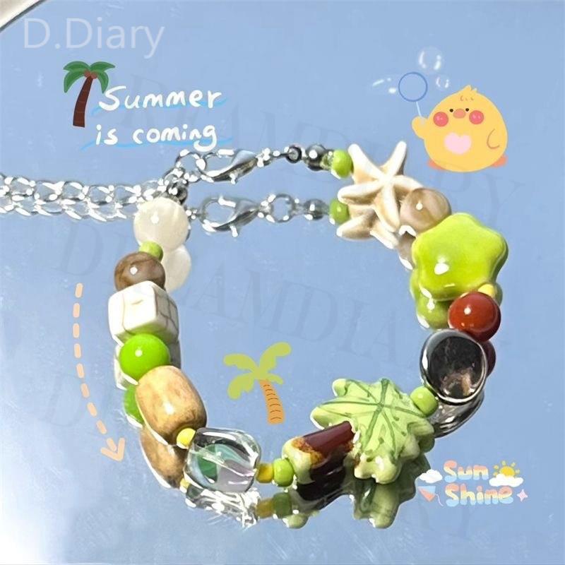 Dopamine Vòng Tay Mạ Vàng 2K Mặt Hình Trái Tim Màu Kẹo Ngọt Thời Trang Cho Nữ