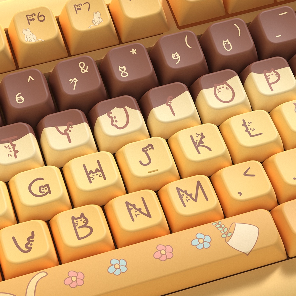 Pudding Theme Keycaps Bàn Phím Cơ 138 / 158 Phím mda profile Năm Mặt Thiết Kế Dễ Thương