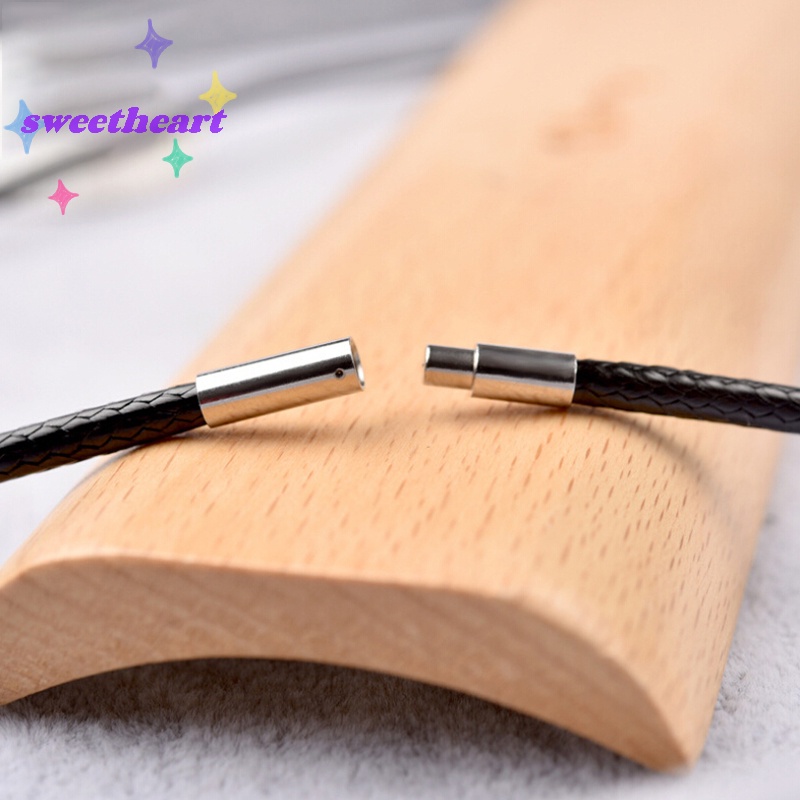 Vòng Cổ choker Dây Da Sáp Đen Bằng Thép Không Gỉ Xoay Vòng