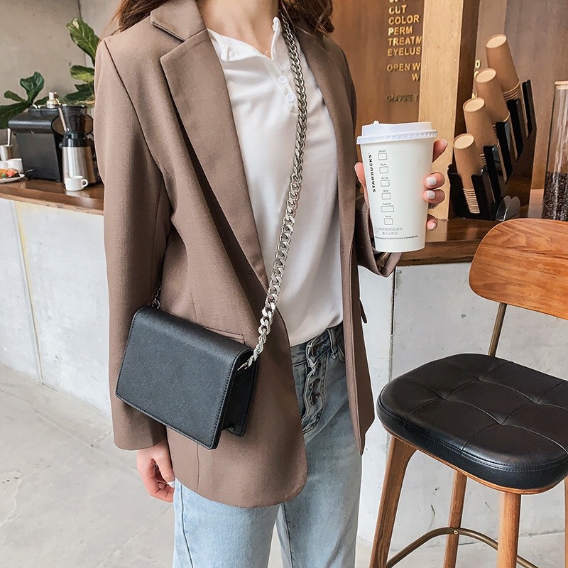 Túi đeo chéo nữ phối dây xích thời trang mã T37