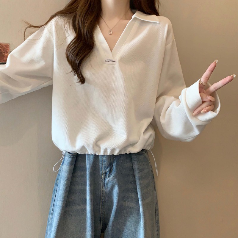 Áo Thun polo Tay Dài Dáng Rộng Phong Cách Hàn Quốc Thời Trang Mùa Thu Hàng Mới Dành Cho Bạn Nữ