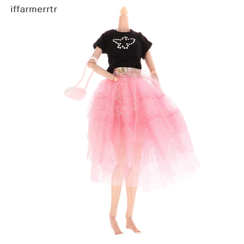 1 Bộ Đầm Công Chúa + Mũ + Túi Xách + Dụng Cụ Thời Trang Màu Hồng Cho Búp Bê hye