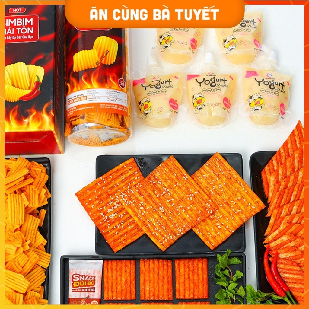 Combo NHẤT THỐNG : 30 GÓI NEM NƯỚNG PHÊN B.T +10 gói Snack SaShimi+BimBim Mái Tôn+5 Túi Sữa Chua tặng 12