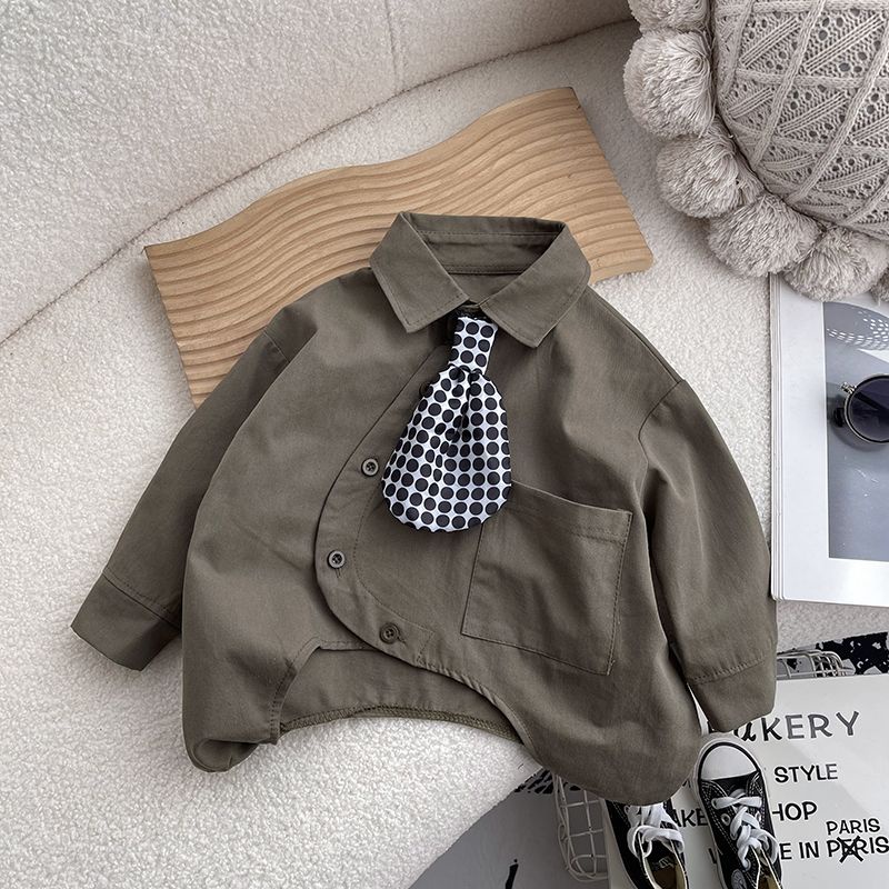 Áo Sơ Mi Tay Dài Cài Nút Phong Cách Hàn Quốc Thiết Kế Mới 2023 Cho Bé Trai