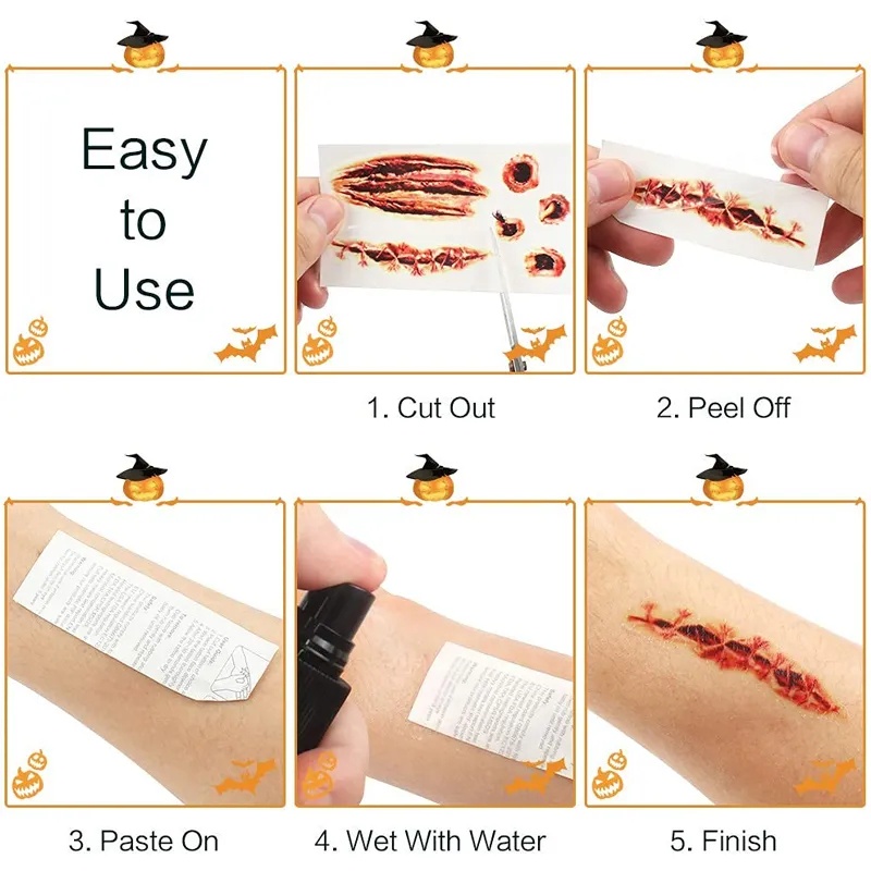 1 Hình Xăm Dán Vết Máu Giả Hóa Trang halloween