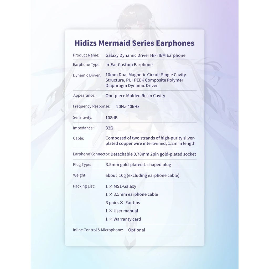 Tai Nghe Nhét Tai hifi hidizs ms1 galaxy Kèm Mic