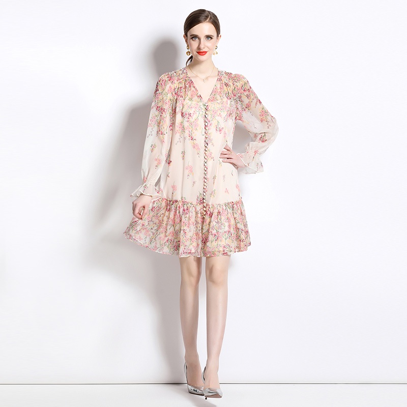 Set Đầm Voan Dài Tay Phong Cách Pháp Thanh Lịch Mới Cho Nữ