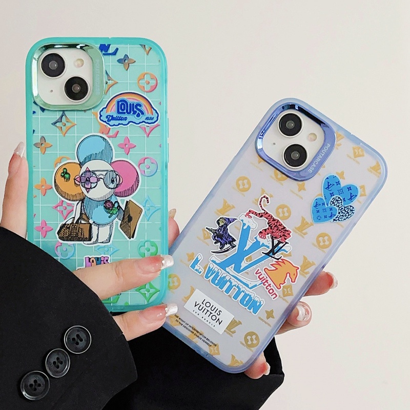 Màu Sắc Ốp Điện Thoại Hình Bù Nhìn / Hổ / Báo Đốm Có Giá Đỡ Màu Bạc Cho iphone 15 14 13 12 pro max