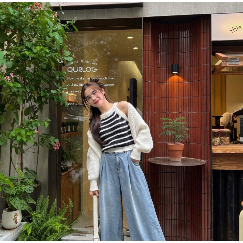 S14 Sét áo cardigan len mic kèm áo len sát nách hàng quảng châu sukii.house