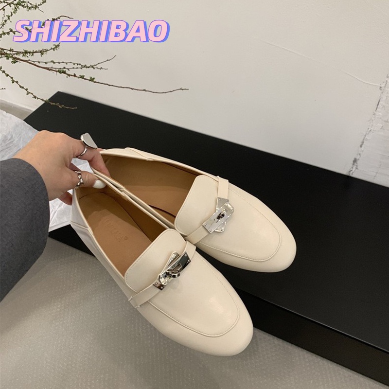Trang Phục shizhibao.Giày Lười Mũi Vuông Siêu Mềm Phong Cách Anh Quốc Cổ Điển Thời Trang Xuân Thu Cho Nữ