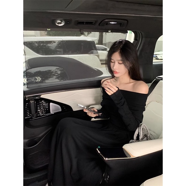 Váy Dệt Kim Hở Vai Dáng Ôm Phong Cách Hàn Quốc Thời Trang Mùa Thu Cho Nữ 2023