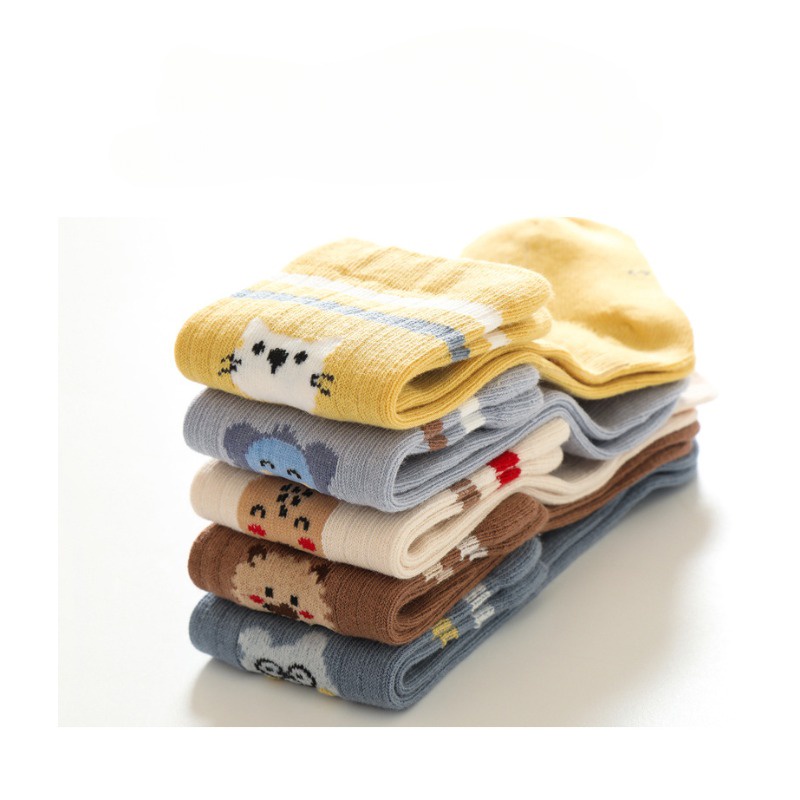 Mới Tất cotton Kẻ Sọc In Hoạt Hình Động Vật Thời Trang Thu Đông Cho Bé