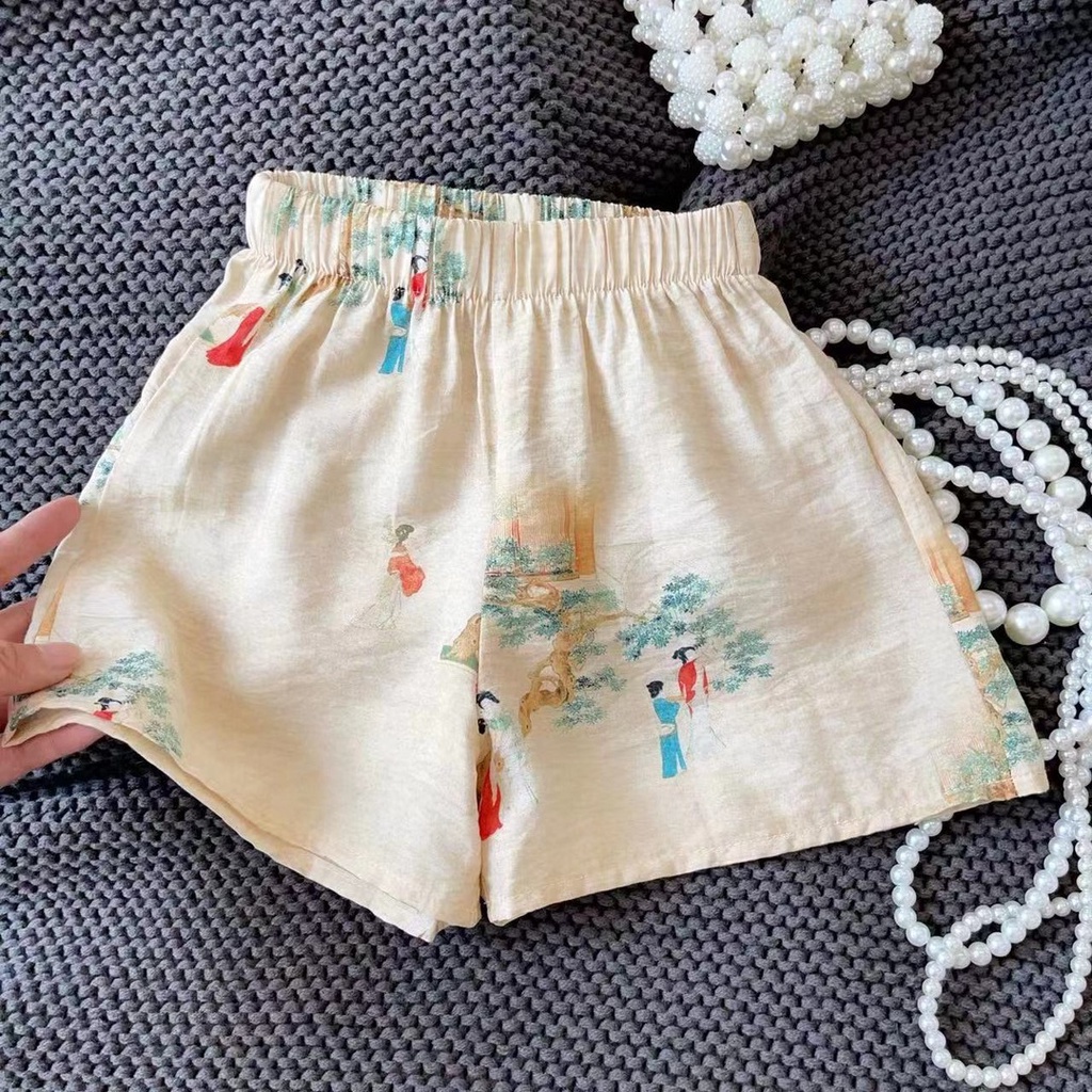 Bộ Áo Cổ Yếm Kèm Quần Phong Cách Trung Hoa Màu Kem Cho Bé Gái 1 2 3 4 5 Tuổi Tiger Baby Shop - GA2142