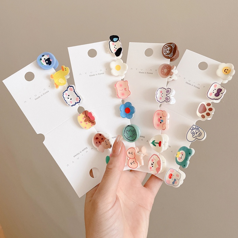Set 2 Kẹp Tóc mini Họa Tiết Trái Cây Hoạt Hình Phong Cách Hàn Quốc Cho Bé Gái