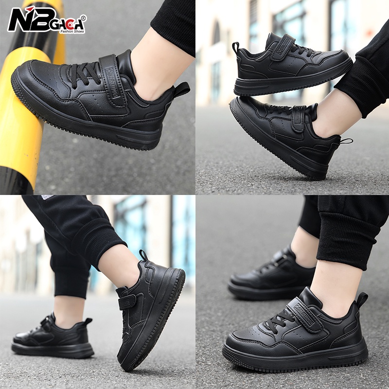 Giày Da Đế Bằng Chống Trượt Màu Đen Thời Trang Thường Ngày Cho Học Sinh Nam Và Nữ