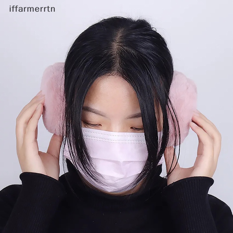 Chụp Tai Giữ Ấm Mùa Đông Màu Trơn Phủ Lông Mềm Mại Thời Trang