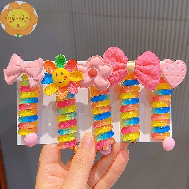 Vastji Dây Buộc Tóc Đuôi Ngựa Co Giãn Nhiều Màu Sắc Cho Bé Gái vn