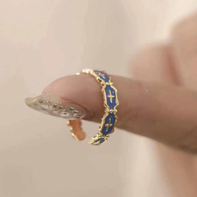 Temperament Enamel Ring Girls' New Pattern Peacock Green Zircon Small Design Sense Light Luxury Ins Fashion Art Index Finger Ring Fashion