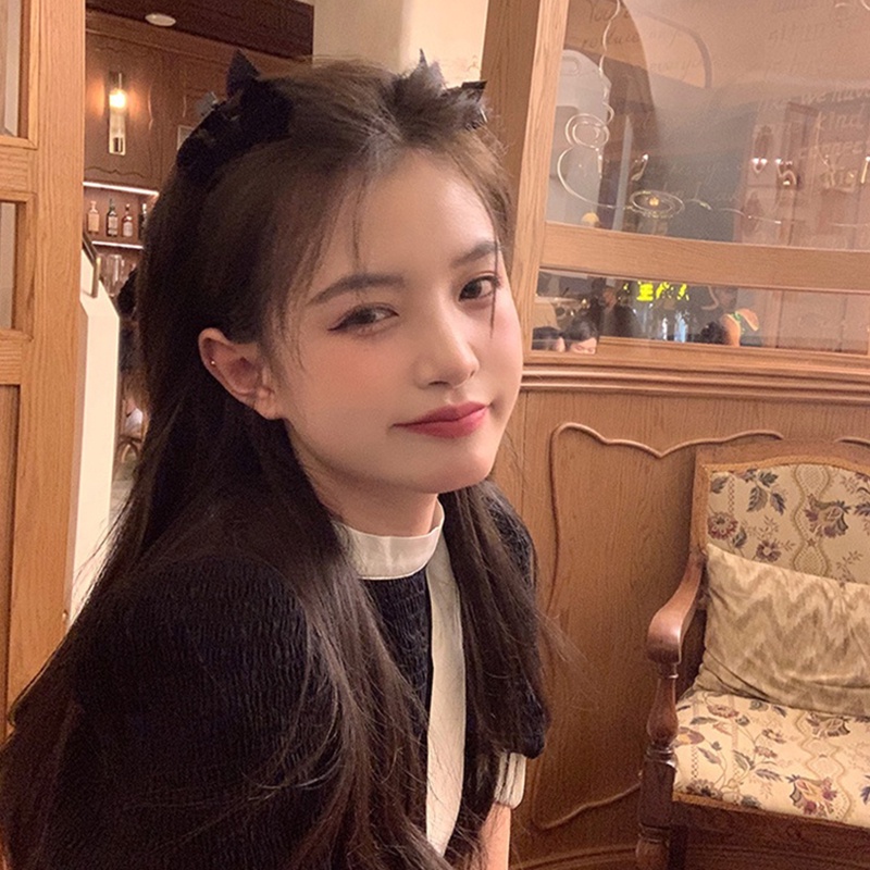 1 Kẹp Tóc Nơ Vải Nhung Đen Thời Trang Mùa Hè Xinh Xắn Cho Nữ（1pcs）YR