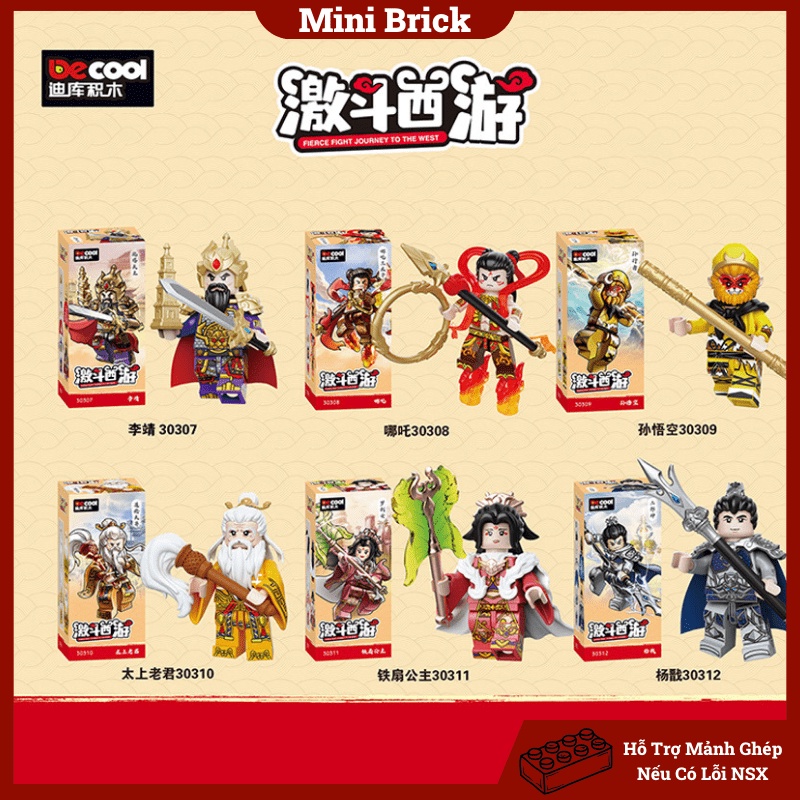 Tây Du Ký Mô hình Lắp ráp Minifigures Tôn Ngộ Không Lý Tịnh Na Trang Decool 3030B 30307 30308 30309 Minibrick Minibricks