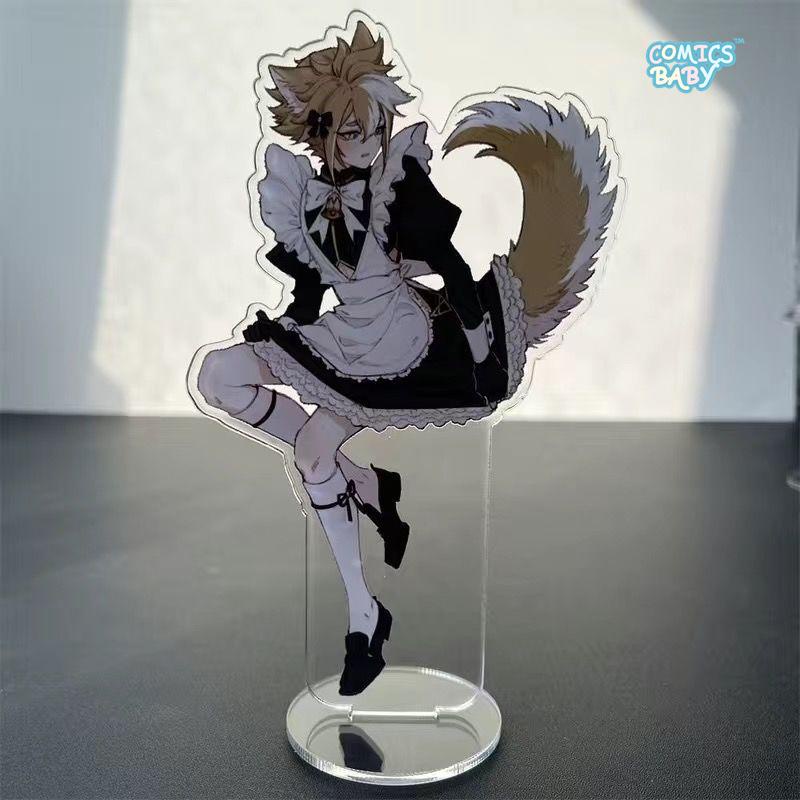 Genshin Impact Acrylic card Acrylic Stand Cafe Maid  Zhongli  Xiao Nahida Keqing Venti Gift