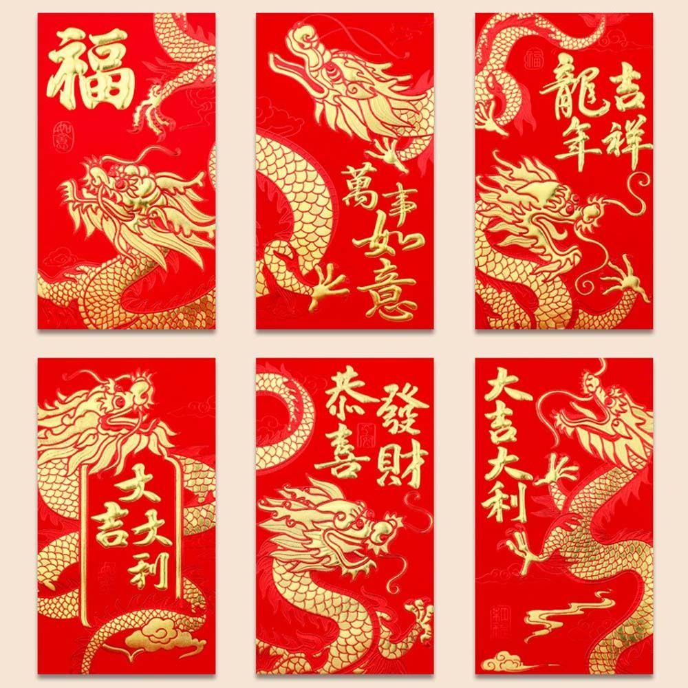 Bộ 6 Bao Lì Xì Hình Rồng Trung Hoa May Mắn Cho Năm Mới