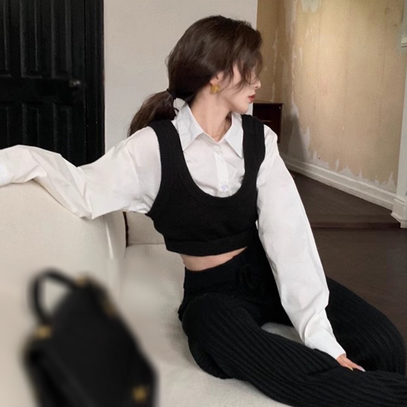 Áo Croptop Dệt Kim Không Tay Màu Sắc Đơn Giản Cho Nữ