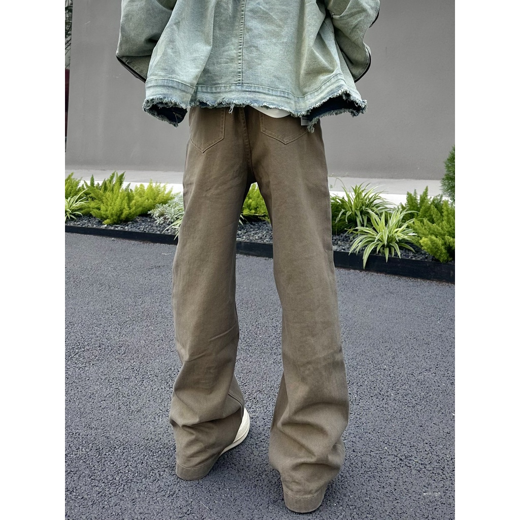 Quần Dài Ống Rộng Màu Cà Phê Phong Cách retro Mỹ Thời Trang Cho Nam