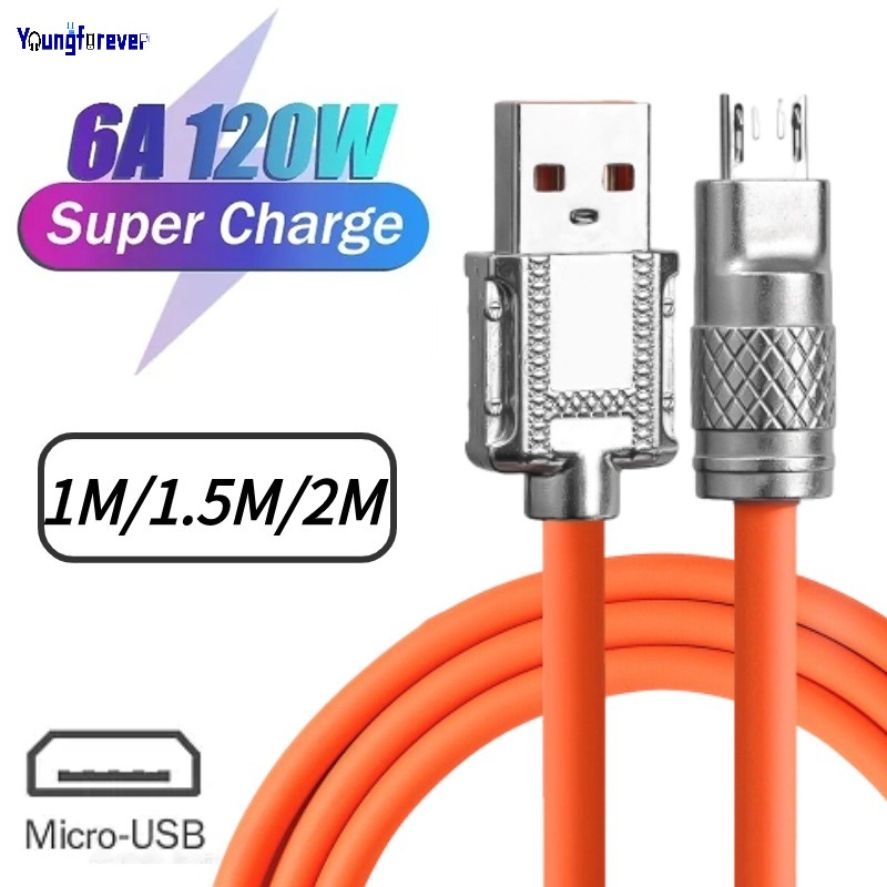 Dây Cáp Sạc Nhanh 1m 1.5m 2m 120w 6a micro usb Cho Điện Thoại android