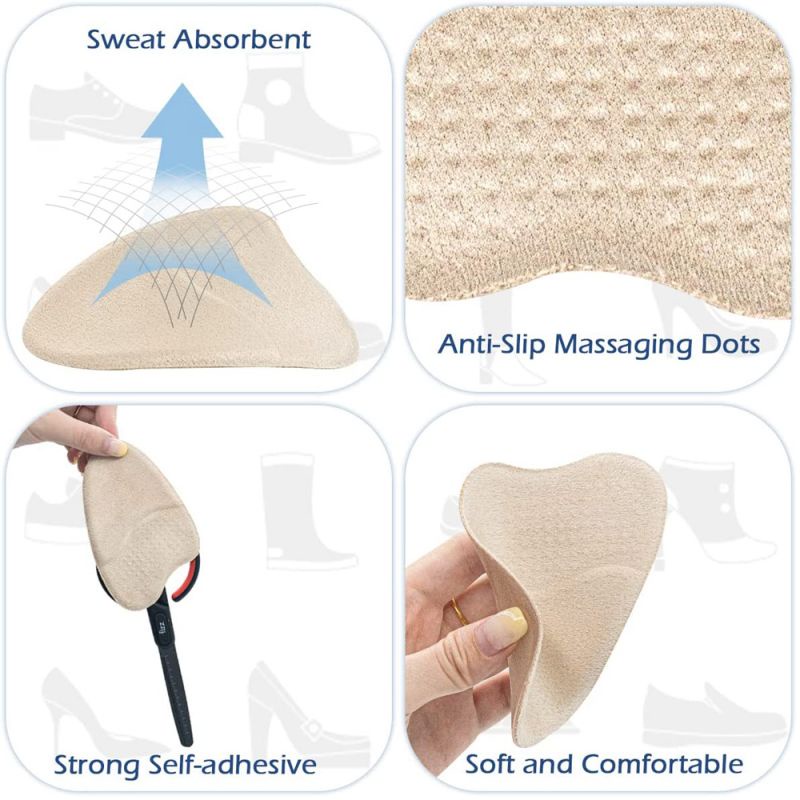 1 Cặp Đệm Lót Giày Cao Gót Dày Dặn Co Giãn Thoáng Khí Thấm Hút Mồ Hôi