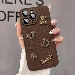 Sang Trọng Ốp Điện Thoại Cứng Chống Sốc Hình Gấu retro Cho iphone 15 14 13 12 11 pro max ixs max xr xs