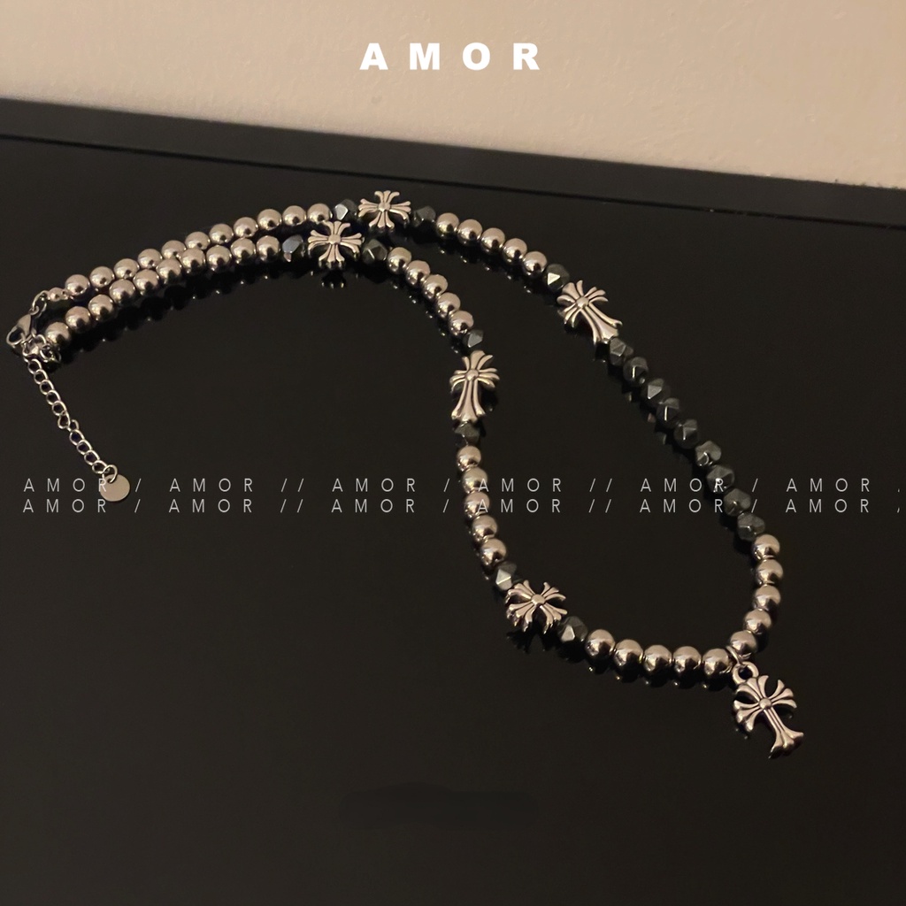 Vòng cổ Chuỗi Hạt Mặt Thánh Giá Phong Cách hip hop Cho Nam Và Nữ