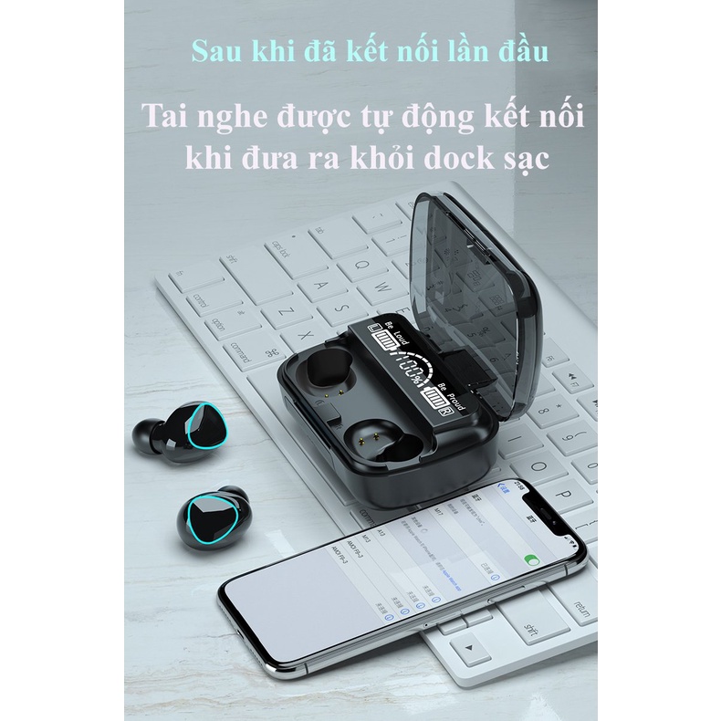 Tai nghe bluetooth M10 bản Pro nâng cấp, tai nghe không dây mini pin trâu, chống ồn