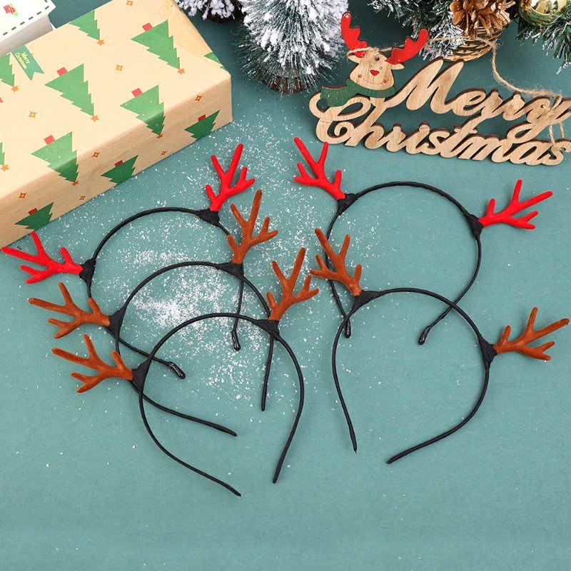 Băng Đô Cài Tóc Hình Sừng Hươu Bằng Nhung Màu Đỏ / Nâu Cho Nữ Dịp Giáng Sinh / Năm Mới