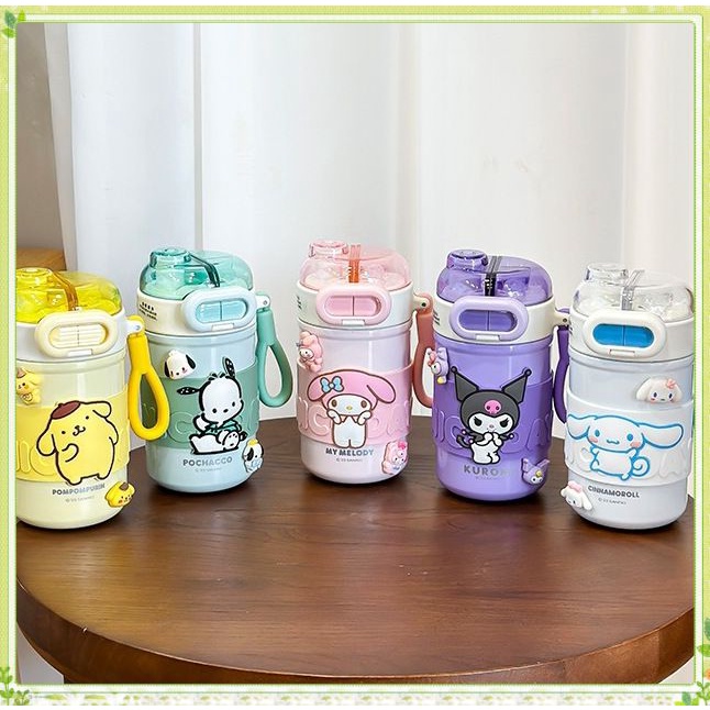Lomhome❤ Cốc Giữ Nhiệt Sanrio 430ml Cinnamoroll Cốc Hút Chân Không My Melody Kuromi Cốc Uống Nước đôi Dung Tích Lớn   Giữ Nhiệt Bằng Thép Không Gỉ 316 ❤Lomhome