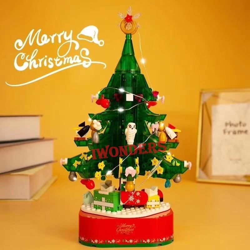 Hộp Nhạc Mới Năm 2023 Có Đèn Hình Cây Thông Noel Thạch Anh Tím