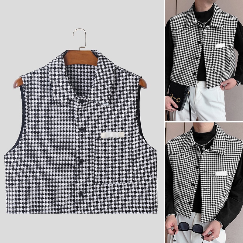 INCERUN Áo Thun Ba Lỗ Sọc Ca Rô Thời Trang Cá Tính Cho Nam