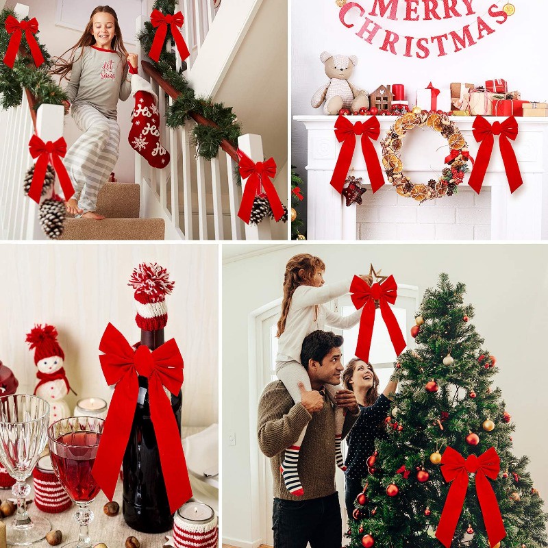 Nơ Nhung Đỏ Lớn Trang Trí Giáng Sinh / Tiệc Giáng Sinh / Lễ Tình Nhân / Năm Mới